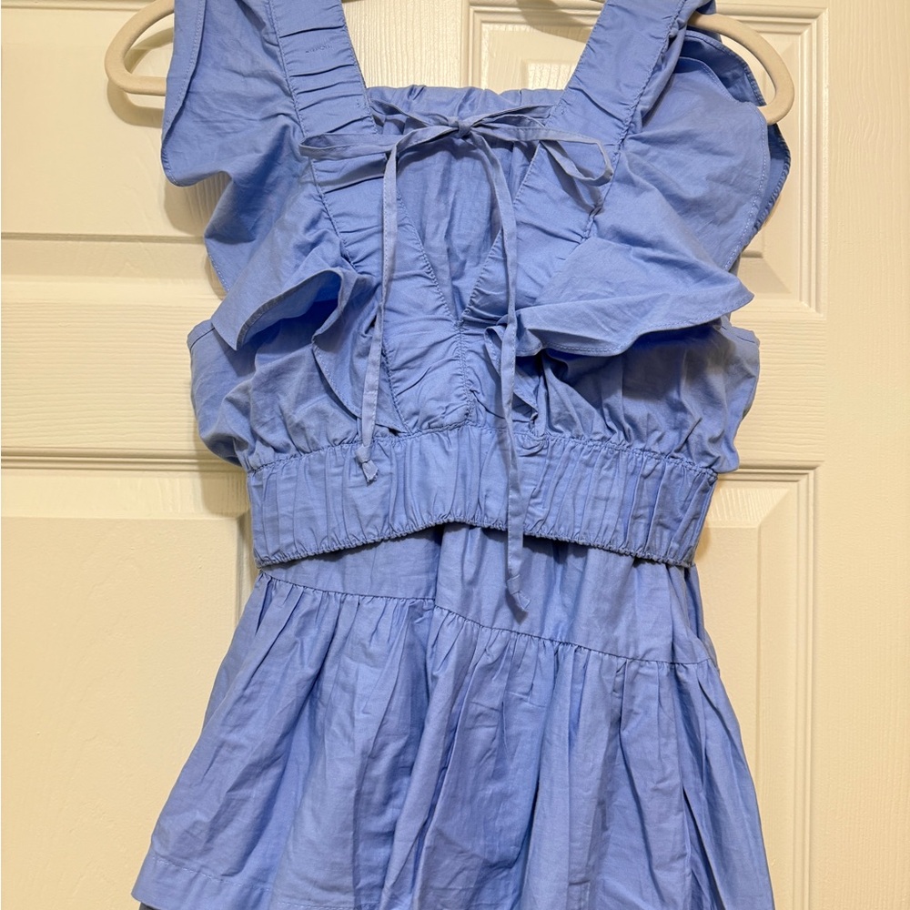 Light Blue Ruffle Tie-Front Set